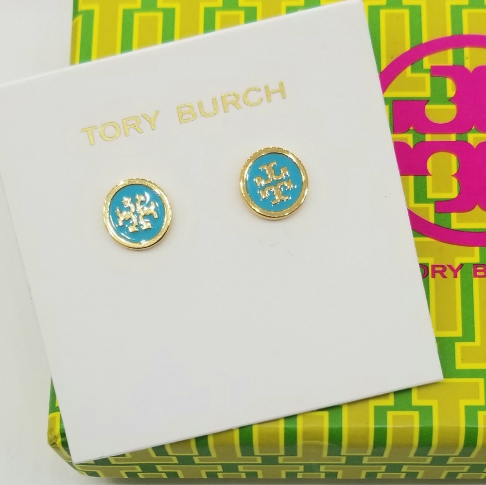 💋Tory Burch💋 Turquoise Enamel & 14K Plt studs